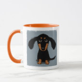 Long Hazard Black en Tan Dachshund Puppy Dog Mok (Links)