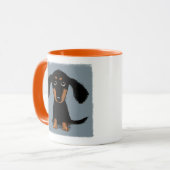 Long Hazard Black en Tan Dachshund Puppy Dog Mok (Voorkant links)