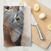 Long Hazard Blue Russian Cat door Shirley Taylor Theedoek (Quarter Fold)