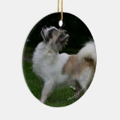Long Hazard Chihuahua die camera's bekijken Keramisch Ornament (Rechts)