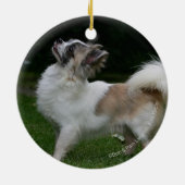 Long Hazard Chihuahua die camera's bekijken Keramisch Ornament (Achterkant)
