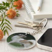 Long Hazard Chihuahua die camera's bekijken Sleutelhanger (Voorkant Rechts)