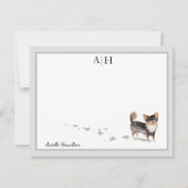 Long Hazard Chihuahua Dog Gray Border Monogram Notitiekaartje (Voorkant)