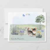 Long Hazard Chihuahua Dog Monogram en naam     Notitiekaartje (Voorkant)