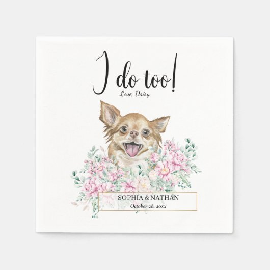Long Hazard Chihuahua Dog Wedding Cocktail Napkins Servet (Voorkant)