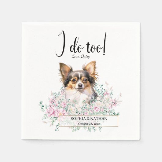 Long Hazard Chihuahua Dog Wedding Cocktail Napkins Servet (Voorkant)