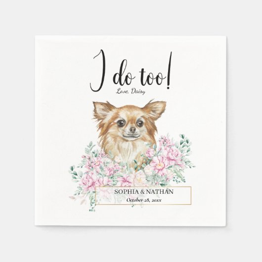 Long Hazard Chihuahua Dog Wedding Cocktail Napkins Servet (Voorkant)