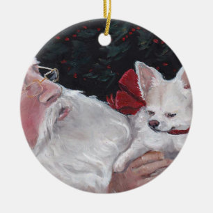 Long Hazard Chihuahua en Santa Dog Art Ornament