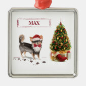Long Hazard Chihuahua Funny kersthondenboom Metalen Ornament (Voorkant)