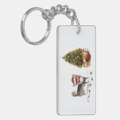 Long Hazard Chihuahua Funny kersthondenboom Sleutelhanger (Voorkant Links)