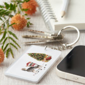 Long Hazard Chihuahua Funny kersthondenboom Sleutelhanger (Voorkant Rechts)