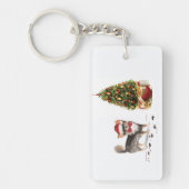 Long Hazard Chihuahua Funny kersthondenboom Sleutelhanger (Voorkant)