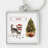 Long Hazard Chihuahua Funny kersthondenboom Sleutelhanger (Voorkant)