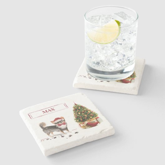 Long Hazard Chihuahua Funny kersthondenboom Stenen Onderzetter (Zijkant)