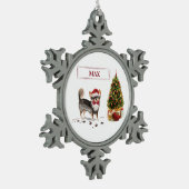 Long Hazard Chihuahua Funny kersthondenboom Tin Sneeuwvlok Ornament (Links)
