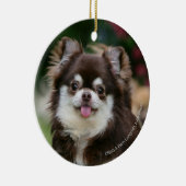 Long Hazard Chihuahua Headshot 1 Keramisch Ornament (Rechts)