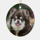 Long Hazard Chihuahua Headshot 1 Keramisch Ornament (Links)