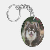 Long Hazard Chihuahua Headshot 1 Sleutelhanger (Voorkant Links)