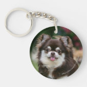 Long Hazard Chihuahua Headshot 1 Sleutelhanger (Voorkant)