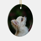 Long Hazard Chihuahua Headshot 2 Keramisch Ornament (Rechts)