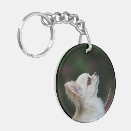 Long Hazard Chihuahua Headshot 2 Sleutelhanger (Voorkant Links)