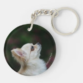 Long Hazard Chihuahua Headshot 2 Sleutelhanger (Achterkant)