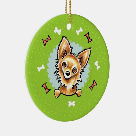 Long Hazard Chihuahua Kerstmis Keramisch Ornament (Rechts)