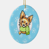 Long Hazard Chihuahua laat het sneeuwen Keramisch Ornament (Rechts)