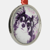 Long Hazard Chihuahua Metalen Ornament (Rechts)