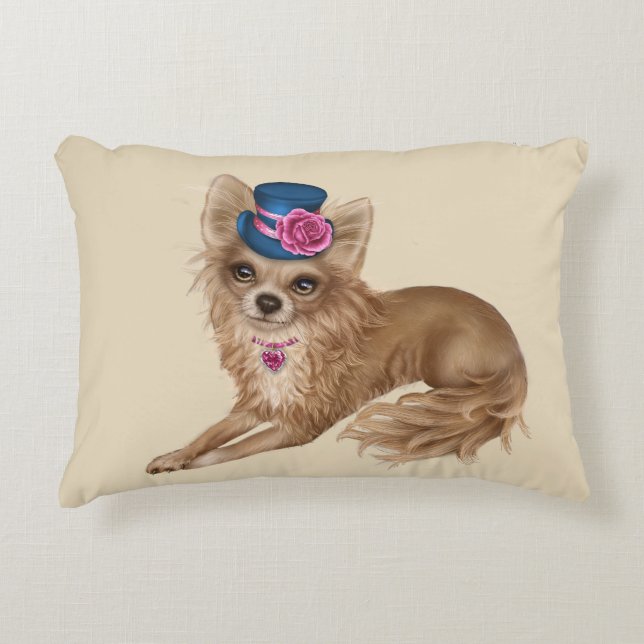 Long Hazard Chihuahua Pillow Decoratief Kussen (Voorkant)