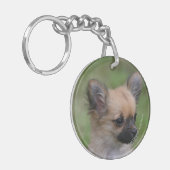 Long Hazard Chihuahua Puppy die camera bekijkt Sleutelhanger (Voorkant Links)