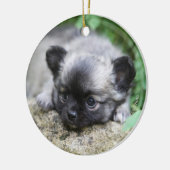 Long Hazard Chihuahua Puppy Keramisch Ornament (Links)