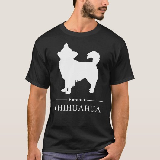 Long Hazard Chihuahua White Silhouette T-shirt (Voorkant)