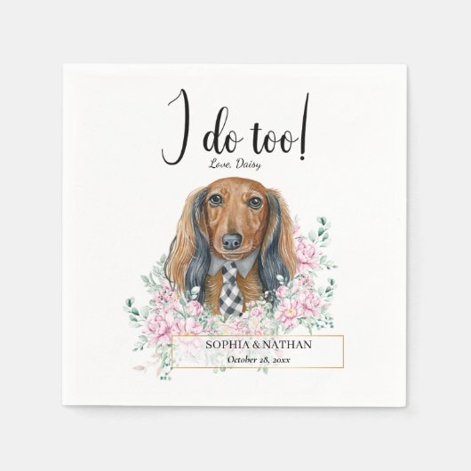 Long Hazard Dachshund Dog Wedding Cocktail Napkins Servet (Voorkant)
