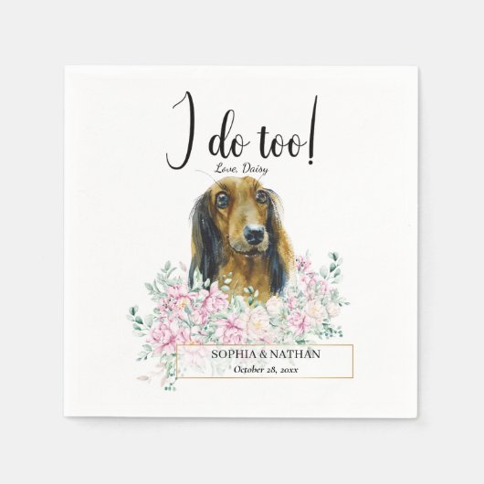 Long Hazard Dachshund Dog Wedding Cocktail Napkins Servet (Voorkant)