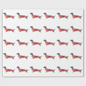 Long Hazard Dachshund Geo Silhouette Multi Cadeaupapier (Vlak)