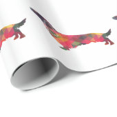 Long Hazard Dachshund Geo Silhouette Multi Cadeaupapier (Rol Hoek)