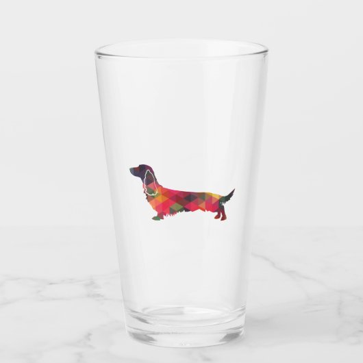 Long Hazard Dachshund Geo Silhouette Multi Glas (Voorkant)