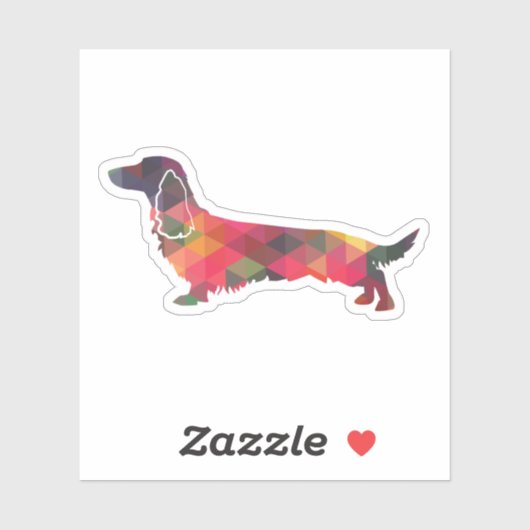 Long Hazard Dachshund Geo Silhouette Multi Sticker (Vel)