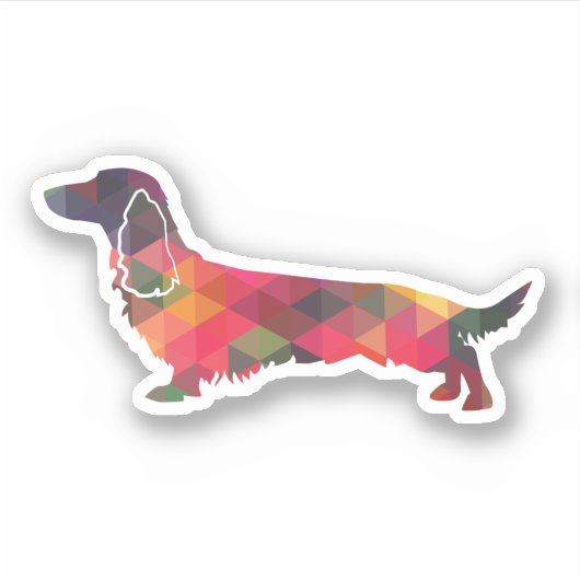 Long Hazard Dachshund Geo Silhouette Multi Sticker (Voorkant)
