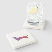 Long Hazard Dachshund Geo Silhouette Paars Stenen Onderzetter (Zijkant)