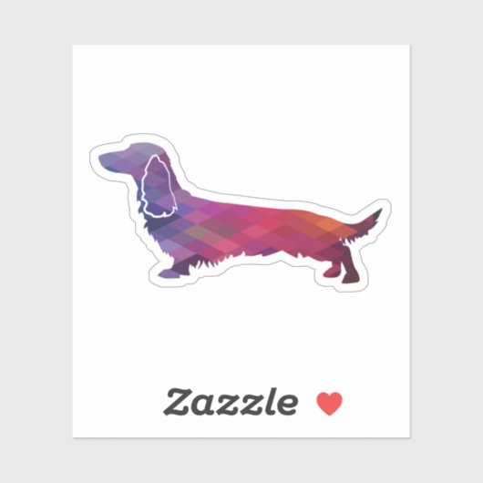 Long Hazard Dachshund Geo Silhouette Paars Sticker (Vel)