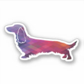 Long Hazard Dachshund Geo Silhouette Paars Sticker (Voorkant)