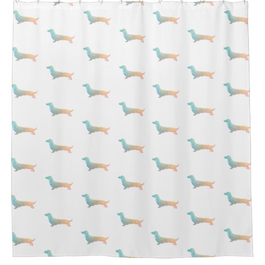 Long Hazard Dachshund Geo Silhouette Pastel Douchegordijn (Voorkant)