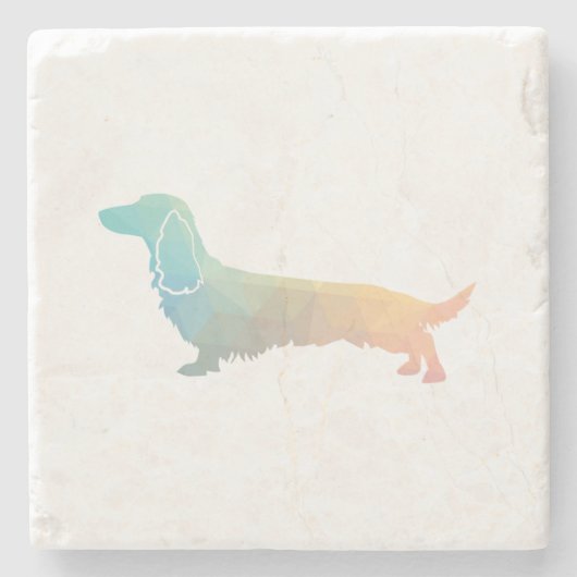 Long Hazard Dachshund Geo Silhouette Pastel Stenen Onderzetter (Voorkant)