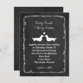 Long Hazard Dachshund Silhouettes Wedding Kaart (Voorkant / Achterkant)