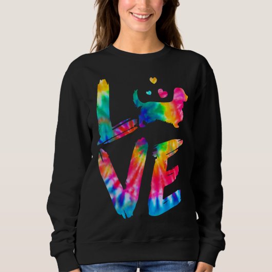 Long Hazard Dachshund Tie Dye Love Dog Mam Trui (Voorkant)