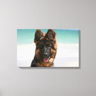 Long Hazard German Shepherd Beach Canvas Afdruk