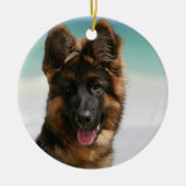 Long Hazard German Shepherd Beach Keramisch Ornament (Voorkant)