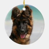Long Hazard German Shepherd Beach Keramisch Ornament (Achterkant)